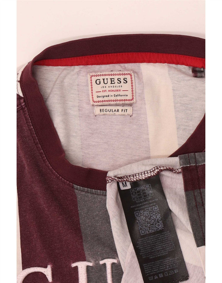 Guess Mens Regular Fit Graphic T-Shirt Top Medium Multicoloured Striped