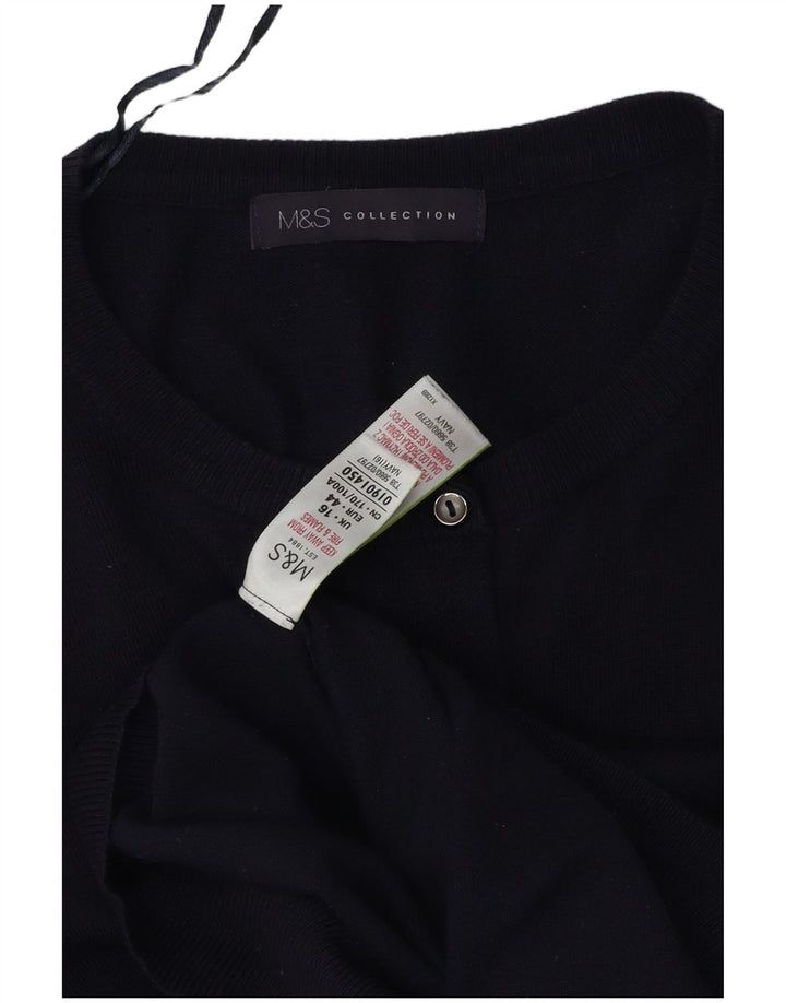Marks & Spencer Womens Cardigan Sweater UK 16 Large Navy Blue Viscose