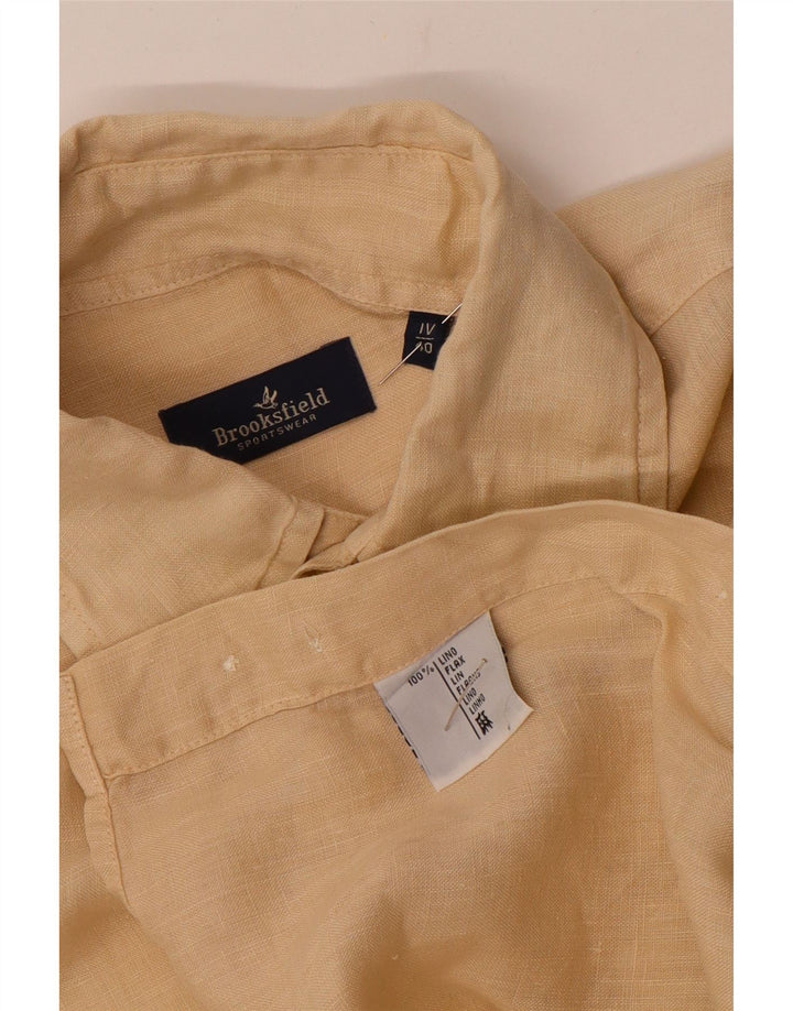 Brooksfield Mens Shirt Size 40 Medium Beige Linen