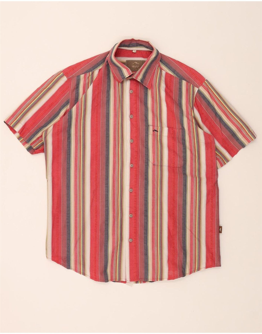 MCKINLEY Mens Short Sleeve Shirt Size 41/42 Large Red Striped Vintage McKinley and Second-Hand McKinley from Messina Hembry 