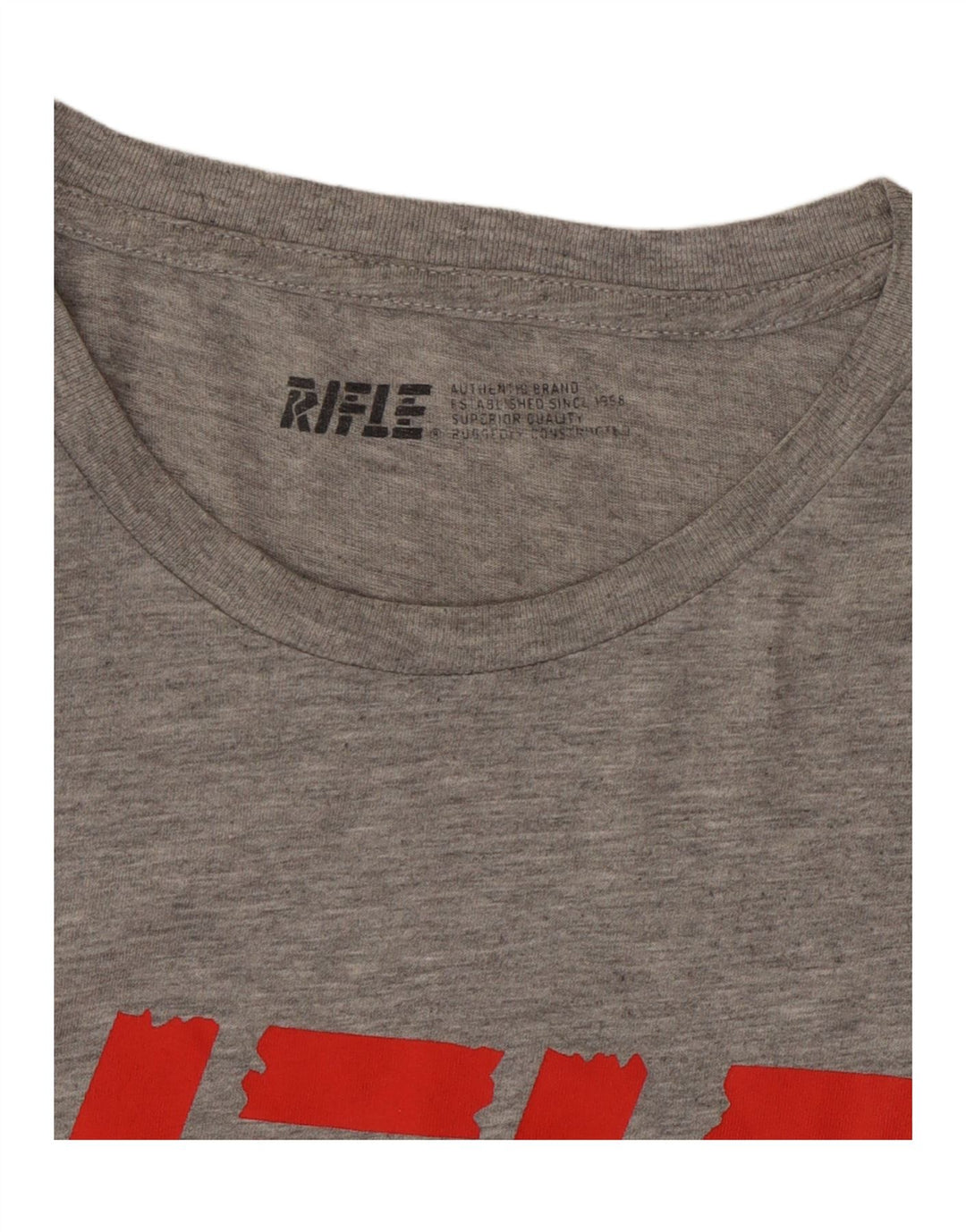 RIFLE Mens Graphic T-Shirt Top XL Grey
