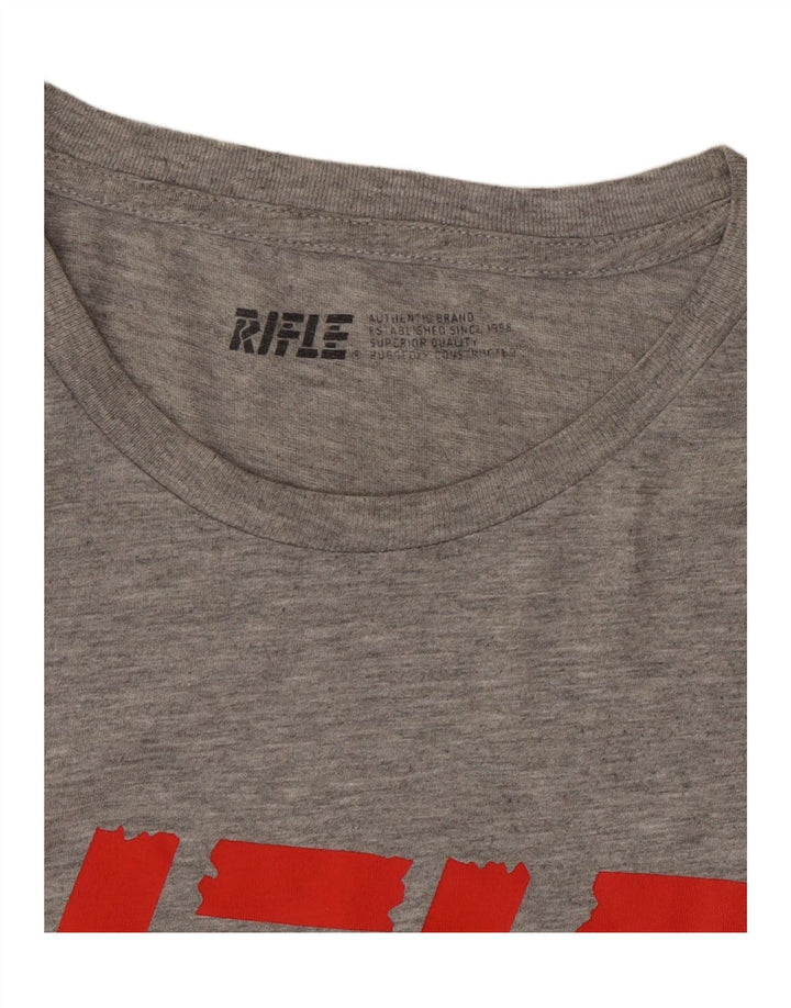 RIFLE Mens Graphic T-Shirt Top XL Grey