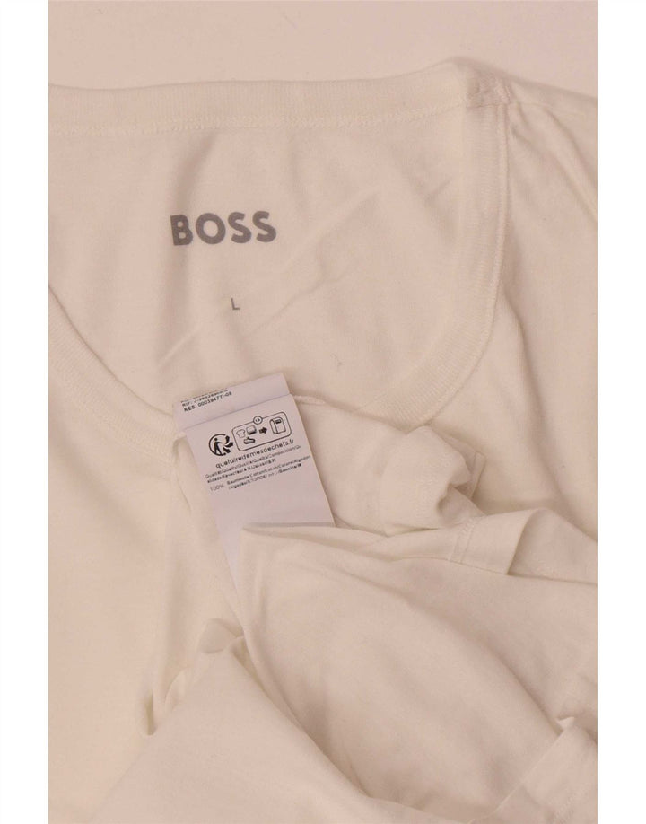 Hugo Boss Mens T-Shirt Top Large White Cotton