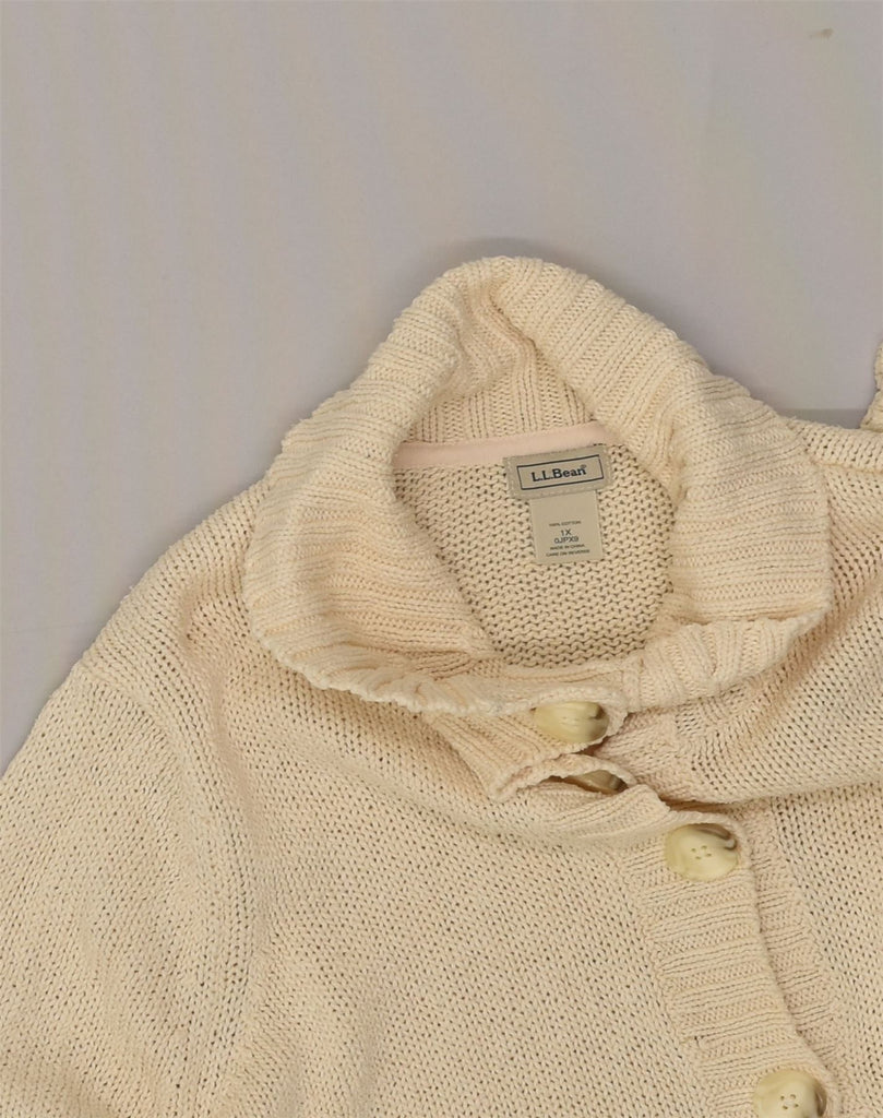 L.L.BEAN Womens Plus Size Cardigan Sweater UK 18 XL Off White Cotton | Vintage L.L.Bean | Thrift | Second-Hand L.L.Bean | Used Clothing | Messina Hembry 