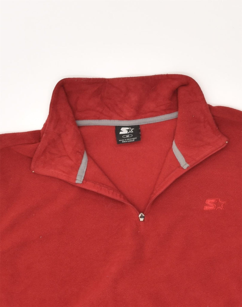 STARTER Mens Zip Neck Fleece Jumper Medium Red Polyester | Vintage Starter | Thrift | Second-Hand Starter | Used Clothing | Messina Hembry 