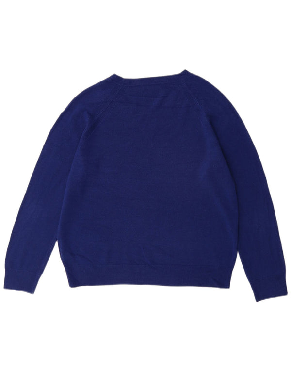 Marks & Spencer Womens Boat Neck Jumper Sweater UK 16 Large Blue Acrylic