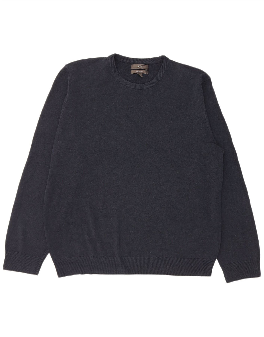 Marks & Spencer Mens Crew Neck Jumper Sweater 2XL Navy Blue Acrylic