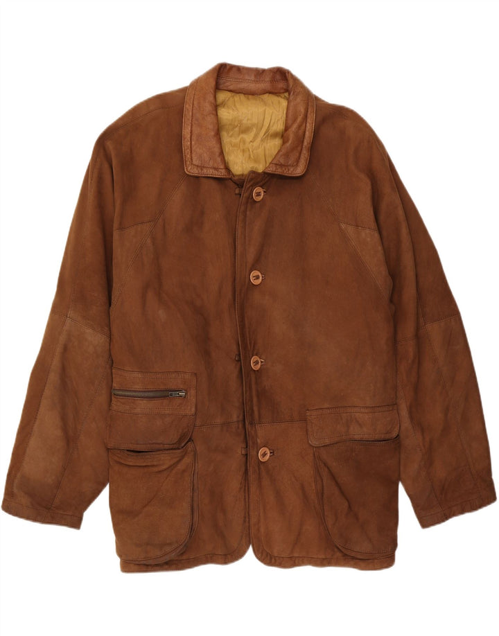 Vintage Mens Leather Jacket IT 52 XL Brown