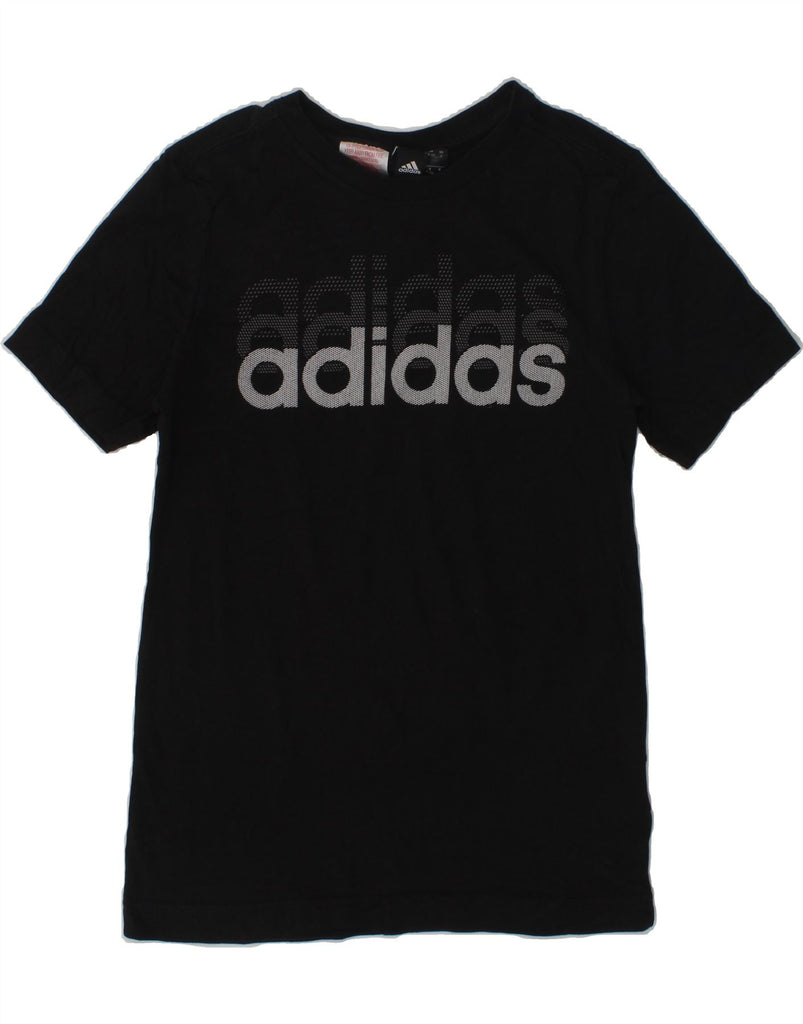 ADIDAS Girls Graphic T-Shirt Top 9-10 Years Black Cotton | Vintage Adidas | Thrift | Second-Hand Adidas | Used Clothing | Messina Hembry 