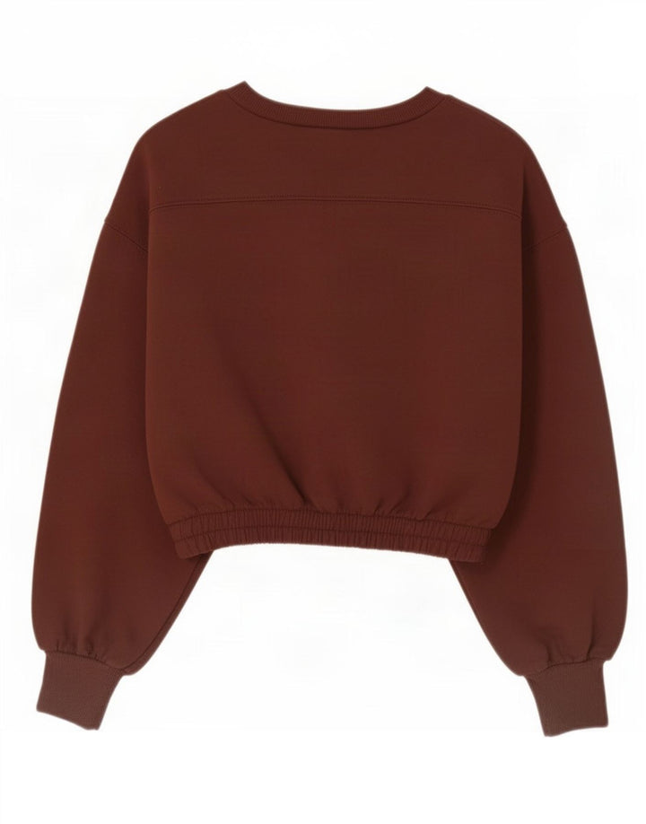 Zara Womens Crop Sweatshirt Jumper UK 10 Small Brown