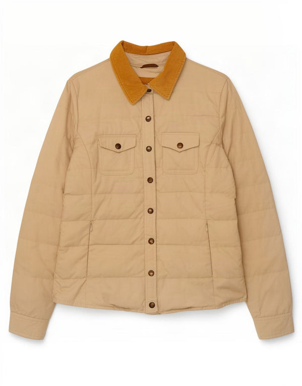 Massimo Dutti Womens Padded Jacket UK 16 Large Beige Cotton