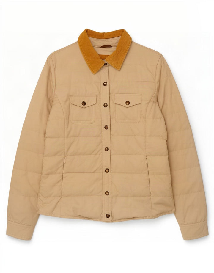 Massimo Dutti Womens Padded Jacket UK 16 Large Beige Cotton