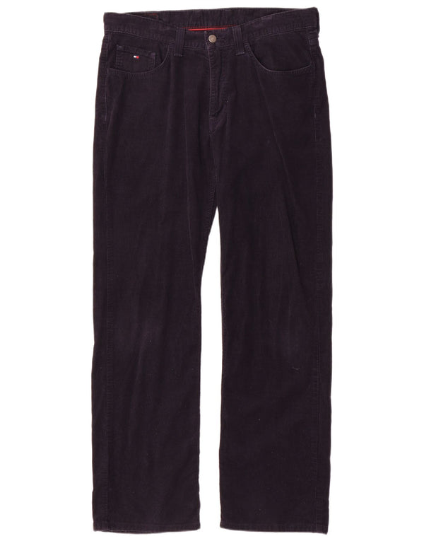 Tommy Hilfiger Mens Straight Corduroy Trousers W34 L32 Navy Blue Cotton