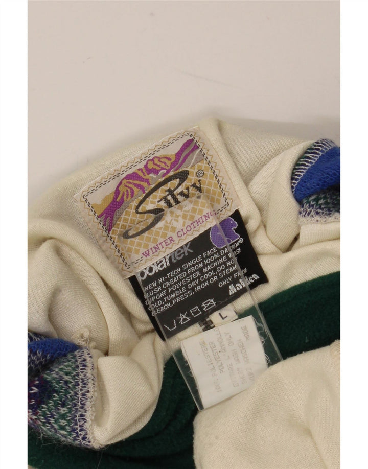 Silvy Womens Zip Neck Fleece Jumper UK 16 Large White Colourblock Polyester