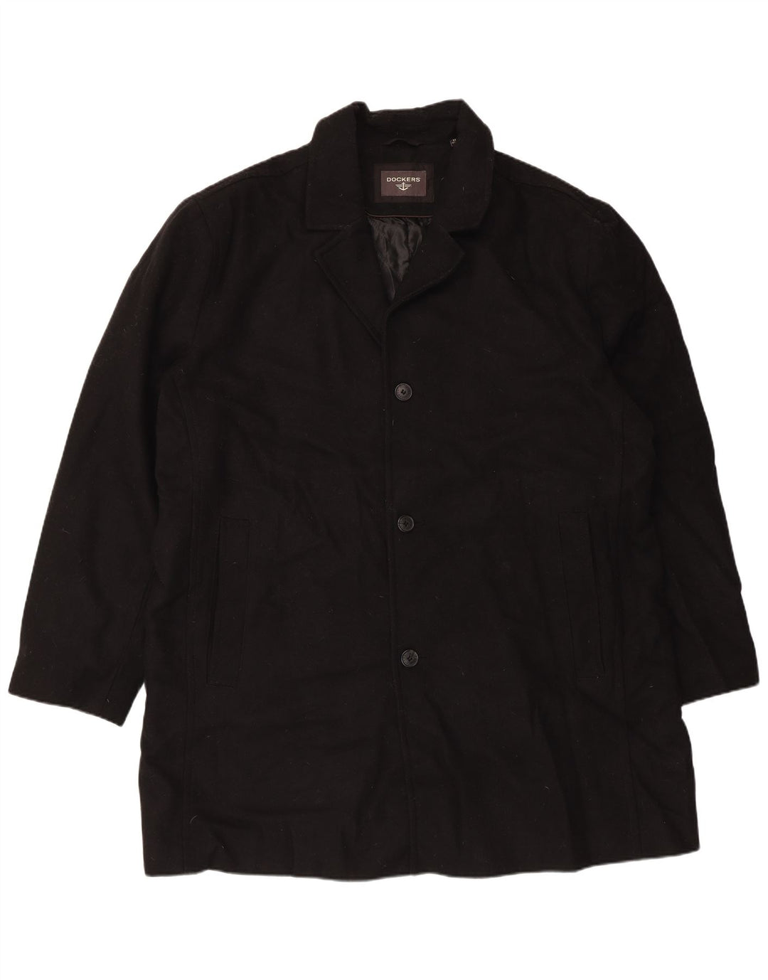 Dockers Mens Overcoat UK 44 2XL Black Wool