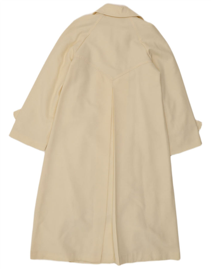 Vintage Womens Trench Coat UK 8 Small Off White Polyester
