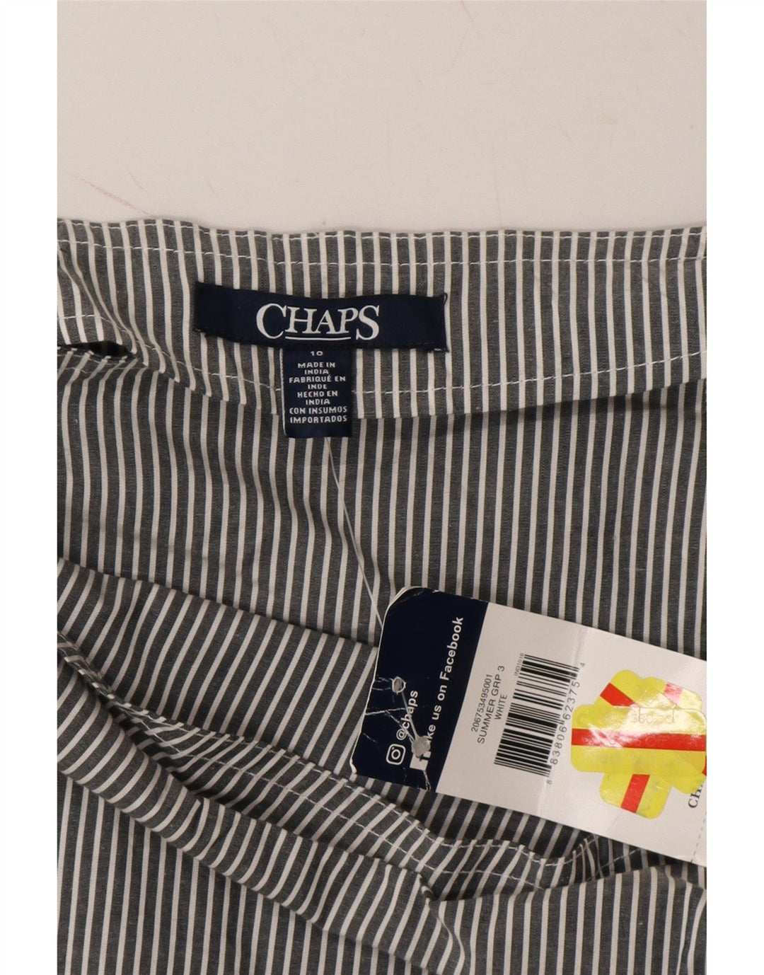 CHAPS Womens Wrap Skirt US 10 Large W32  Grey Striped Cotton Vintage Chaps and Second-Hand Chaps from Messina Hembry 