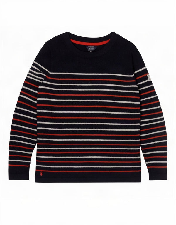 Joules Womens Crew Neck Jumper Sweater UK 14 Large Navy Blue Striped
