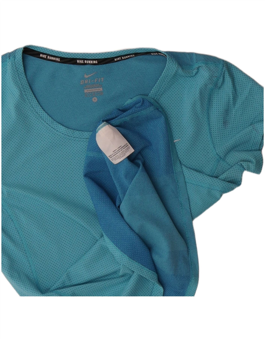 Nike Womens Dri Fit T-Shirt Top UK 10 Small Blue Colourblock Polyester