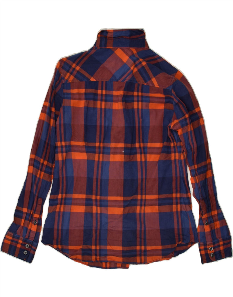 J. CREW Womens Petite Shirt UK 12 Medium Navy Blue Check Cotton | Vintage J. Crew | Thrift | Second-Hand J. Crew | Used Clothing | Messina Hembry 