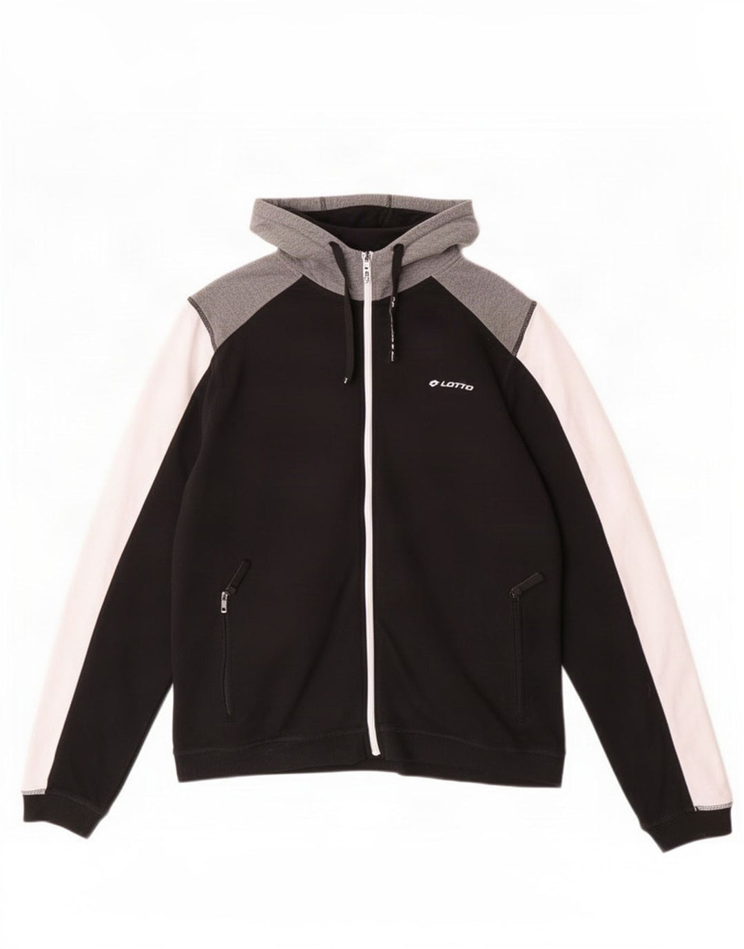 Lotto Mens Zip Hoodie Sweater XL Black Colourblock Polyester