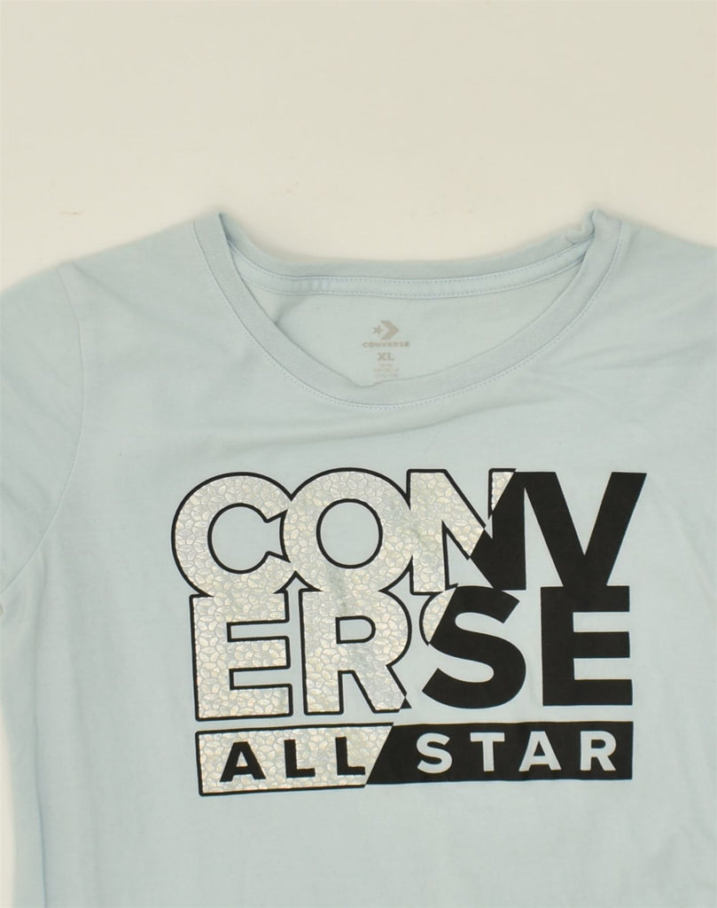 CONVERSE Girls Graphic T-Shirt Top 13-14 Years XL Blue Cotton | Vintage Converse | Thrift | Second-Hand Converse | Used Clothing | Messina Hembry 