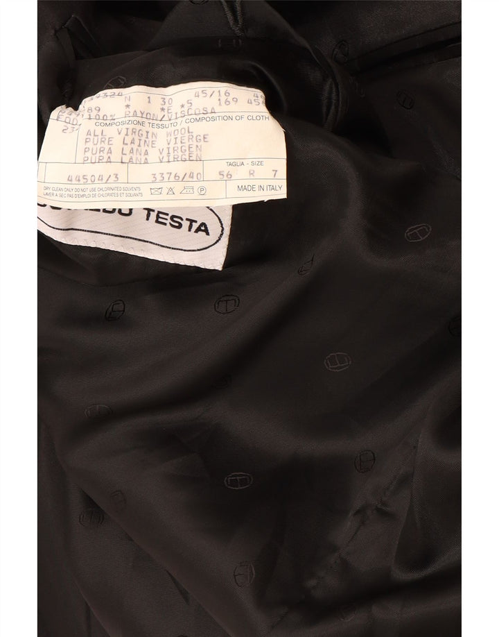 Osvaldo Testa Mens Double Breasted Blazer Jacket UK 40 Large Black