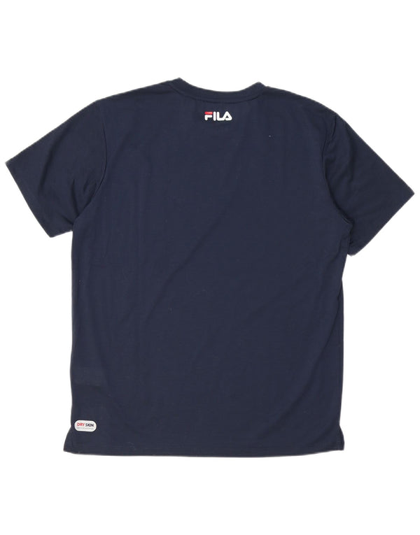 Fila Mens Graphic T-Shirt Top Medium Navy Blue Polyester