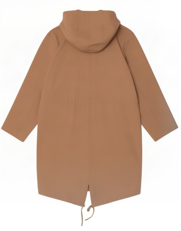 Whistles Womens Hooded Parka Jacket UK 10 Small Beige Cotton