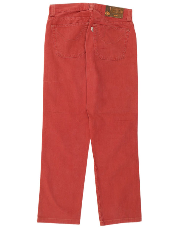 Jeckerson Mens Regular Fit Straight Jeans W34 L30 Burgundy Cotton