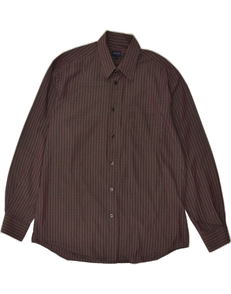 KENZO Mens Shirt Sze 16 1/2 42 Large Brown Striped Cotton | Vintage Kenzo | Thrift | Second-Hand Kenzo | Used Clothing | Messina Hembry 