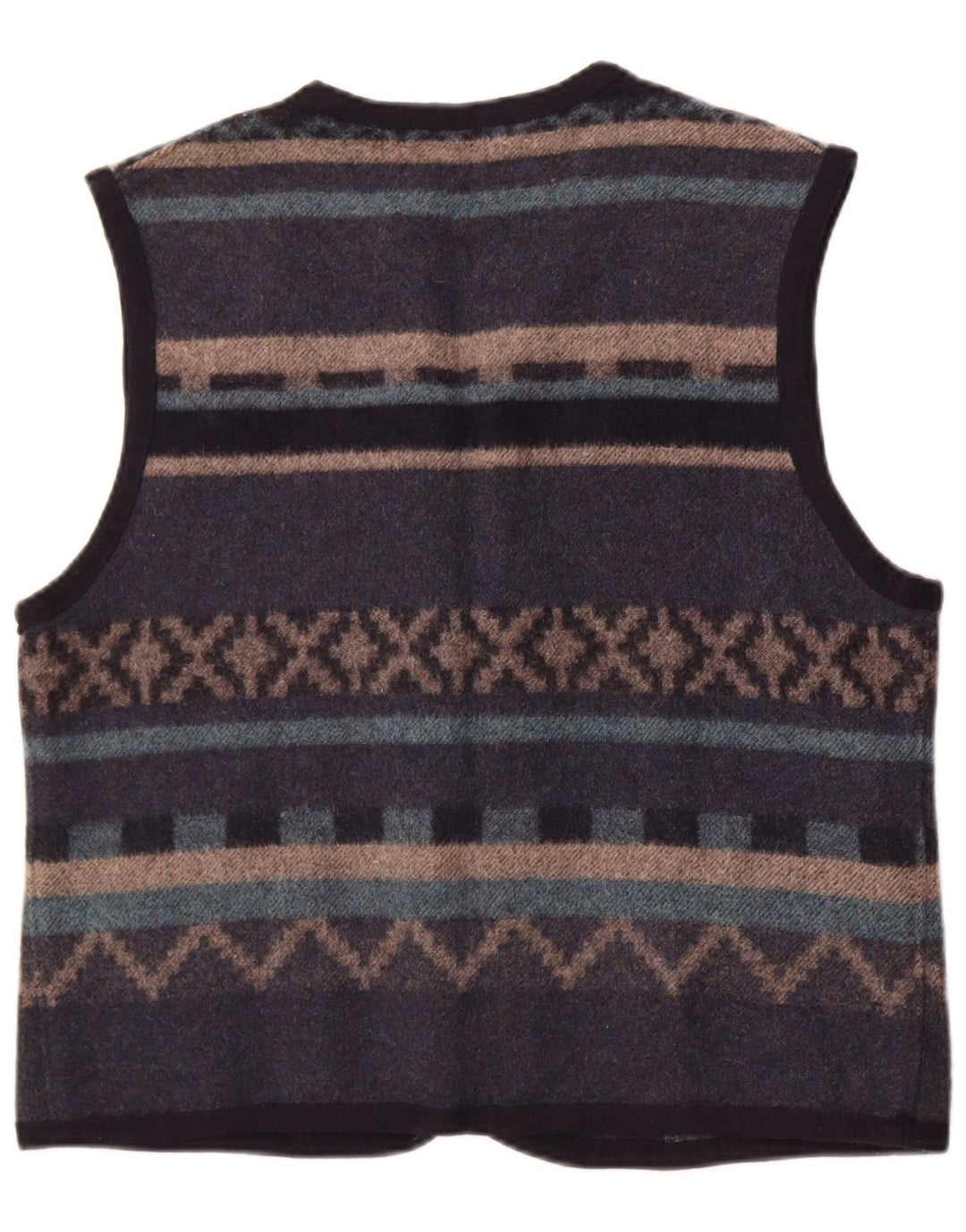 Vintage Mens Waistcoat Medium Blue Fair Isle Wool