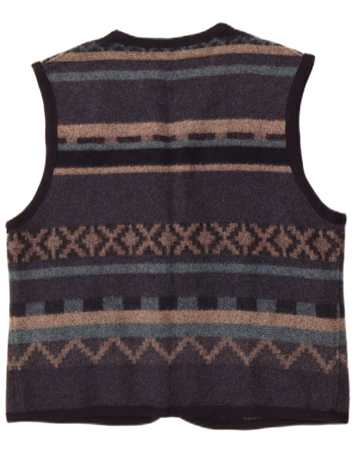 Vintage Mens Waistcoat Medium Blue Fair Isle Wool