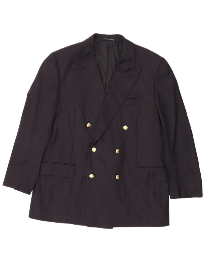 Cantarelli Mens Double Breasted Blazer Jacket UK 40 Large Black