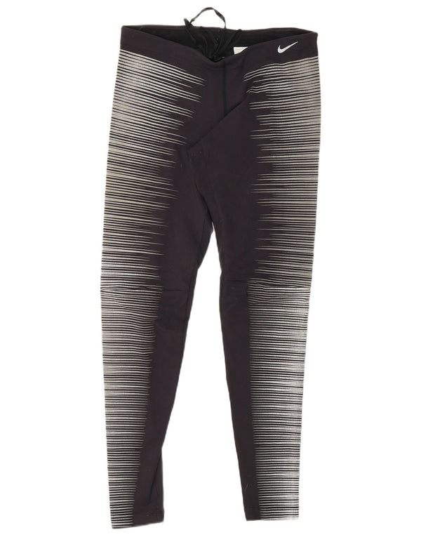 NIKE Womens Dri Fit Leggings UK 8 Small Grey Pinstripe Nylon