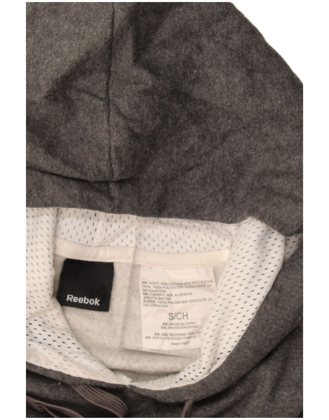 Reebok Mens Graphic Hoodie Jumper Small Grey Cotton
