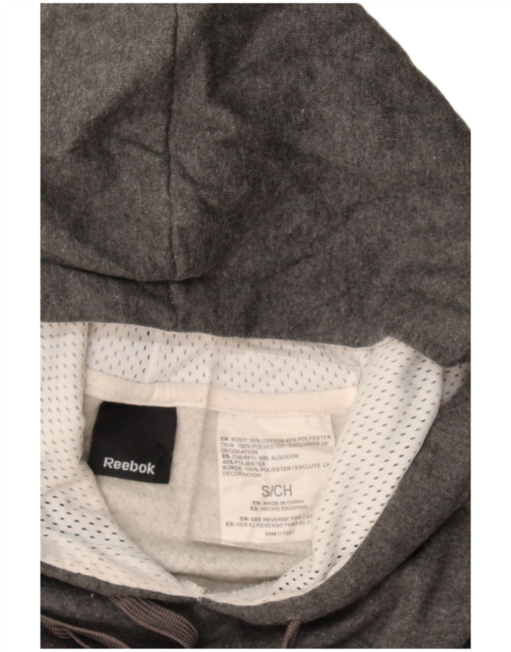 Reebok Mens Graphic Hoodie Jumper Small Grey Cotton