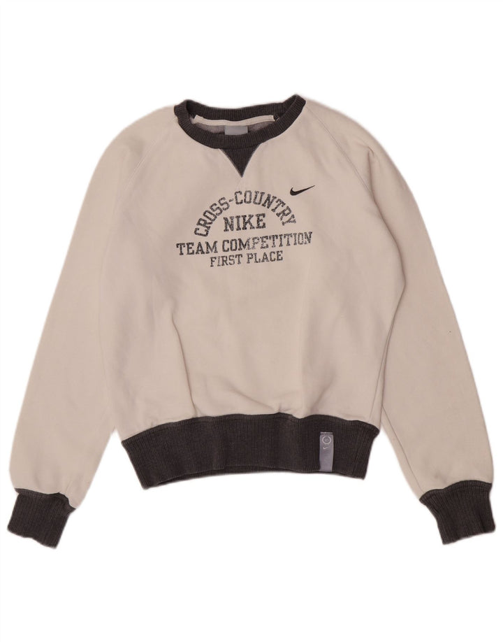 Nike Womens Graphic Sweatshirt Jumper UK 8/10 Small White Colourblock