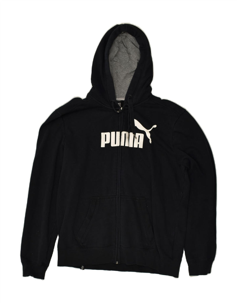 PUMA Mens Graphic Zip Hoodie Sweater Large Black Cotton | Vintage Puma | Thrift | Second-Hand Puma | Used Clothing | Messina Hembry 