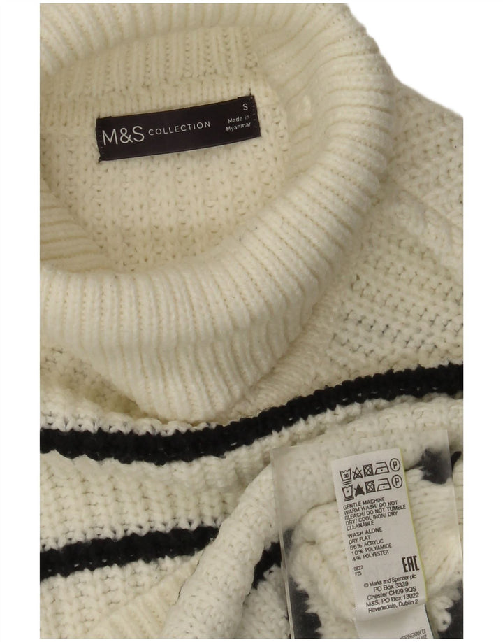 Marks & Spencer Womens Oversized Vest Tank Top UK 10 Small White Striped