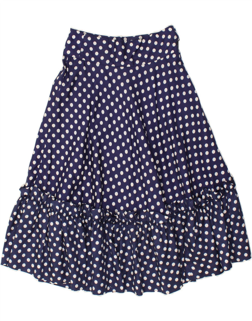 VINTAGE Womens High Waist A-Line Skirt W28 Medium Navy Blue Polka Dot Vintage Vintage and Second-Hand Vintage from Messina Hembry 