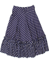 VINTAGE Womens High Waist A-Line Skirt W28 Medium Navy Blue Polka Dot