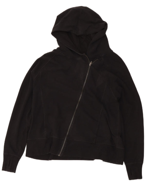Nike Womens Zip Hoodie Sweater UK 18 XL Black Cotton