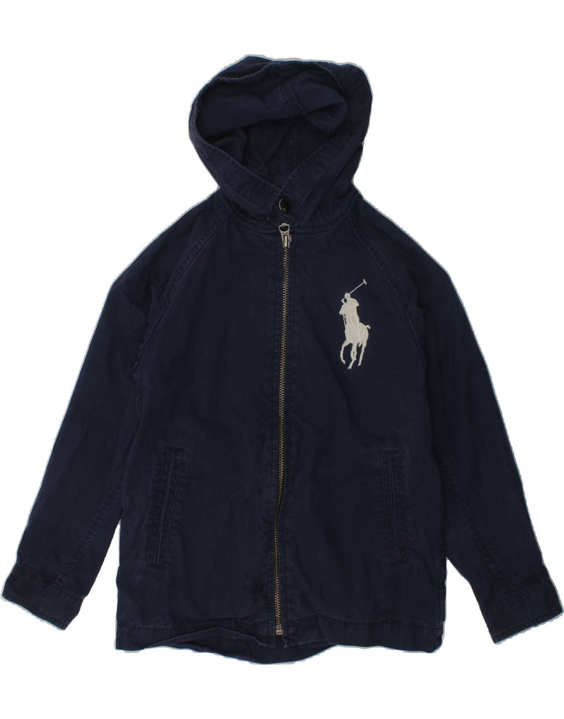 POLO RALPH LAUREN Boys Hooded Bomber Jacket 4-5 Years Navy Blue Cotton | Vintage Polo Ralph Lauren | Thrift | Second-Hand Polo Ralph Lauren | Used Clothing | Messina Hembry 