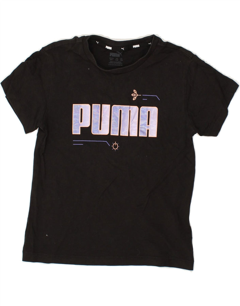 PUMA Boys Graphic T-Shirt Top 7-8 Years Black Cotton | Vintage Puma | Thrift | Second-Hand Puma | Used Clothing | Messina Hembry 