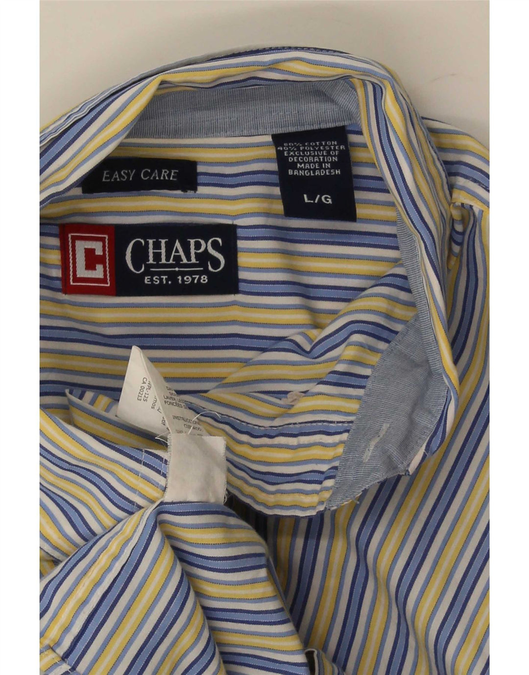 Chaps Mens Regular Fit Shirt Large Blue Striped Cotton