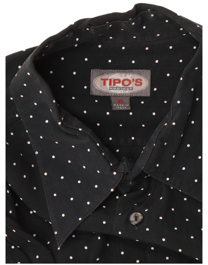 TIPO' S Mens Short Sleeve Shirt XL Black Spotted