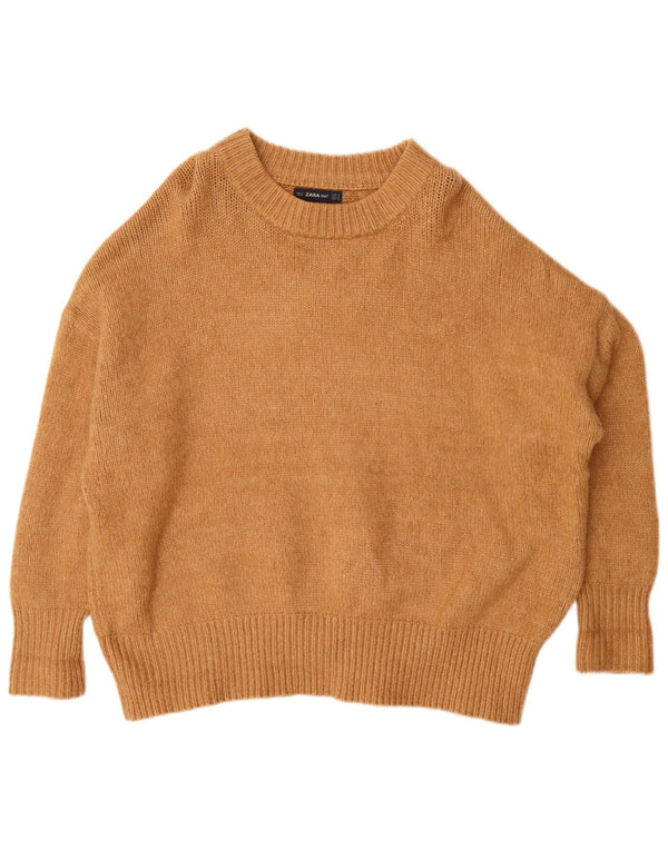 Zara Womens Oversized Boat Neck Jumper Sweater UK 14 Medium Brown