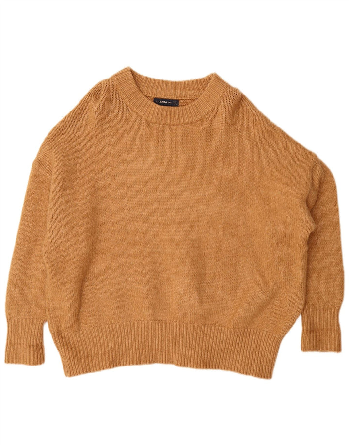 Zara Womens Oversized Boat Neck Jumper Sweater UK 14 Medium Brown