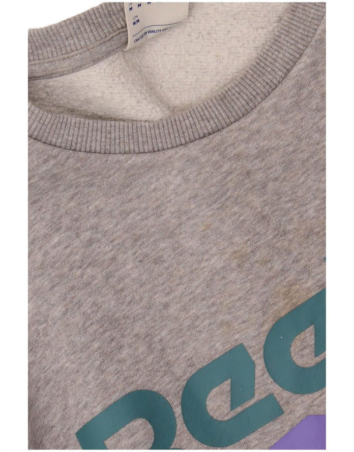 Reebok Mens Graphic Sweatshirt Jumper Medium Grey Cotton